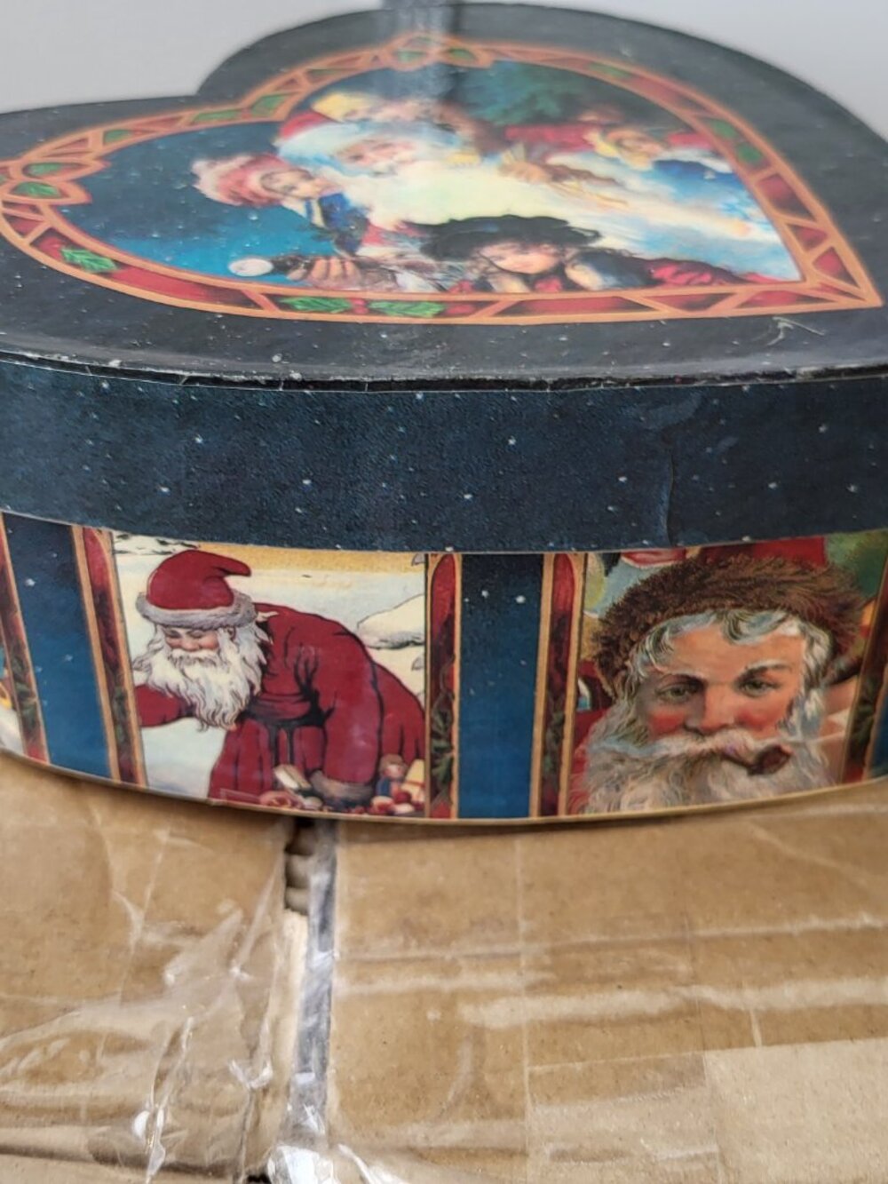Old Fashioned Decoupage Paper Mache Xmas Ornaments Old World Santa (6) in box - Picture 11 of 13